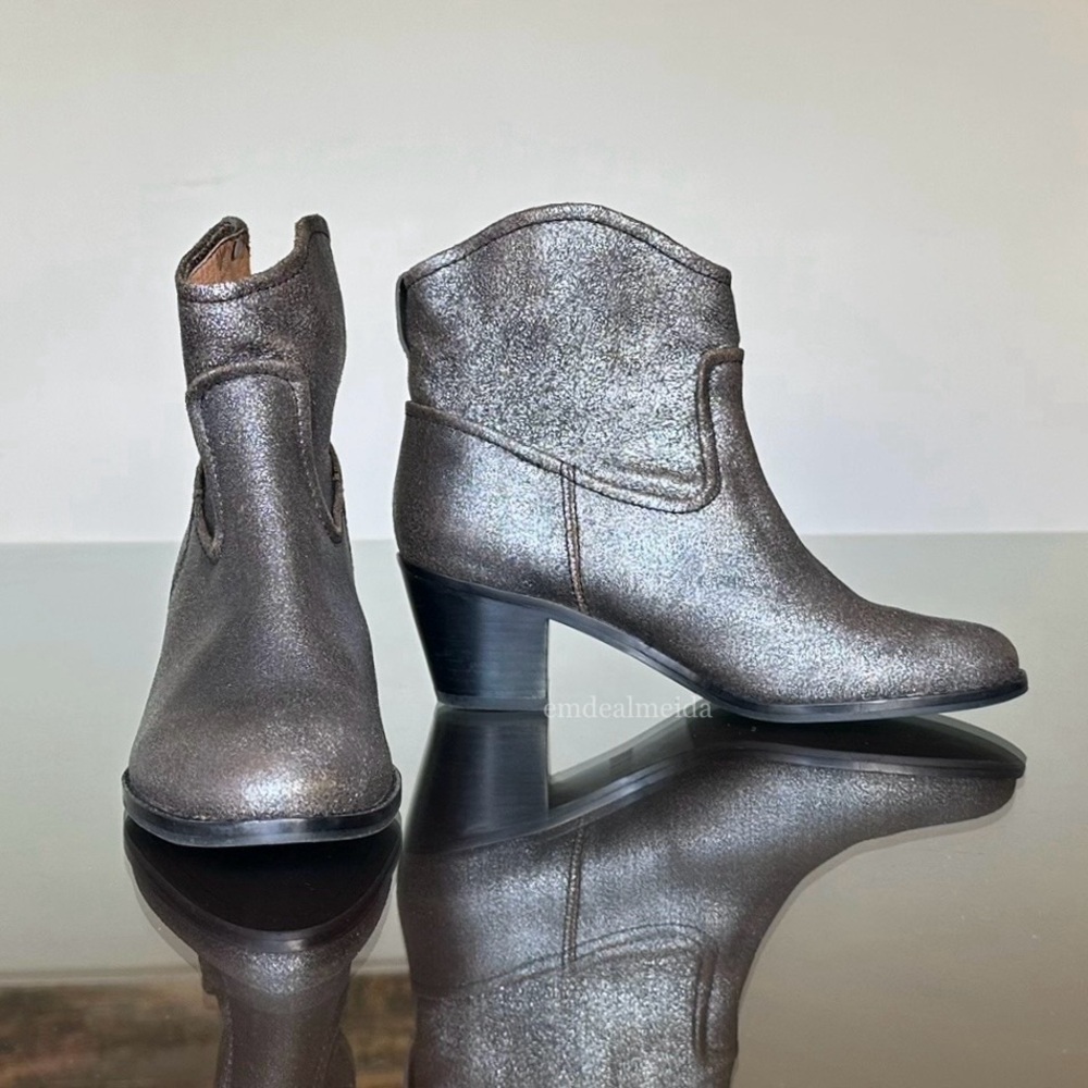 New Western Women Frye Jolene Pull On Ankle Boots Anthracite Metallic Gray - Picture 6 of 10